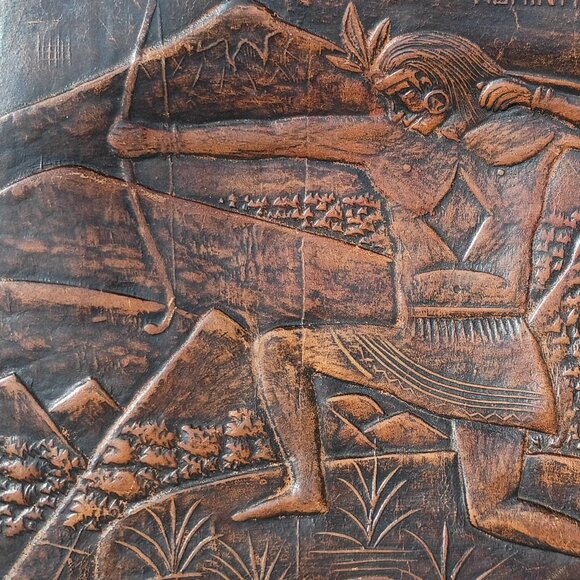 Angel Pazmino Tooled Leather Chair Seat Replacement Parts Warrior with Bow Vtg - Picture 6 of 16